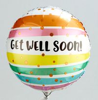 Get Well Soon Stripes Inflated Balloon