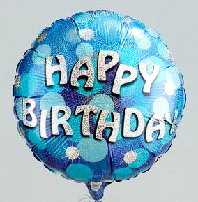 Blue Sparkle Happy Birthday Inflated Balloon