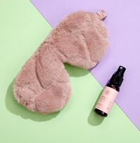 Pink Fur Eye Mask And Pillow Mist Set