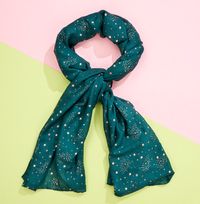 Forest Green Scarf With Rose Gold Stars