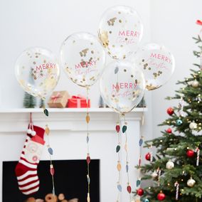 Merry Christmas Confetti Balloon with Light Bulb Tail