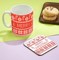 Nordic Christmas Mug & Coaster Set WAS £11.99 NOW £2.99