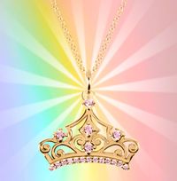 Disney Princess Crown Sterling Silver Gold Plated Necklace