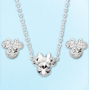 Disney Mickey & Minnie Silhouette Necklace and Earring Set