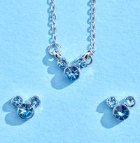 Disney March Birthstone Mickey & Minnie Jewellery Set