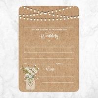 Rustic Mason Jar Flowers Ready to Write Wedding Invitations & RSVP - Pack of 10
