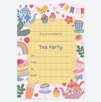 Tap to view Kids Birthday Invitations Tea Party Theme - Pack of 10