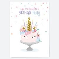 Kids Birthday Invitations  Unicorn Cake - Pack of 10