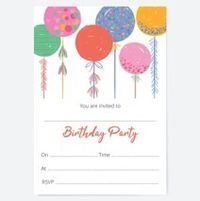 Birthday Invitations Bright Balloons - Pack of 10