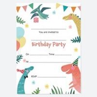 Kids Birthday Invitations Jurassic Dinosaur - Pack of 10