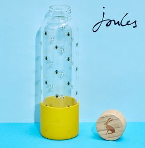 Joules Glass Water Bottle - Bee