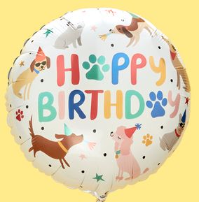 Puppy Party Happy Birthday Inflated Balloon