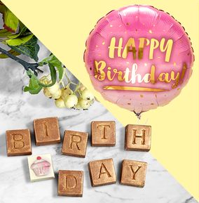 Pink & Gold Happy Birthday Balloon Bundle - SAVE £5