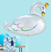 Tap to view Iridescent Swan Inflated Balloon - Large