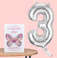 16In '3' Silver Balloon - Inflate At Home