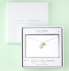 Silver & Gold Hearts Pendant Necklace