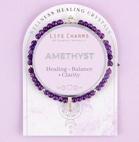 Tap to view Amethyst & Silver Beads Healing Crystals Bracelet