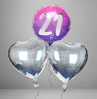 Tap to view Pink and Purple 21st Birthday Balloon Bouquet
