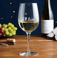 Tap to view I Heart Name Engraved Wine Glass