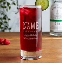 Tap to view Personalised Highball Gin Glass - Happy Birthday