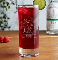 Tap to view Personalised Highball Glass - Be Merry