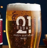 Personalised Beer Glass - 21st Birthday