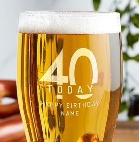 Engraved Pint Glass - 40th Birthday
