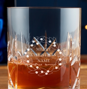 Engraved Crystallite Whisky Glass - Merry Christmas