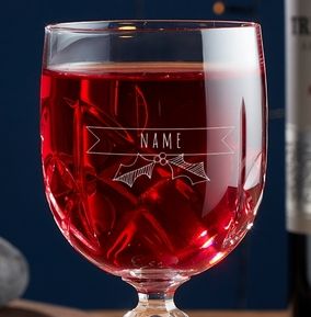 Engraved Crystallite Wine Glass - Christmas Name