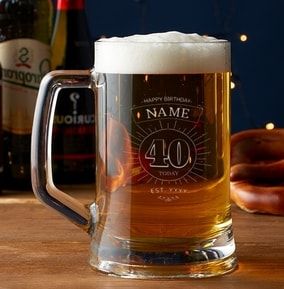 Engraved Glass Tankard - 40th Birthday