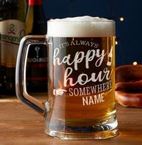 Tap to view Engraved Glass Tankard - Happy Hour Somewhere