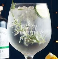 Engraved Gin Glass - 30th Birthday