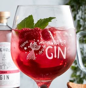 Engraved Gin Glass - Save Water. Drink Gin
