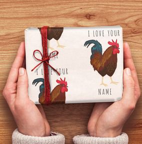 Cockerel Personalised Wrapping Paper