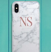 Marble Personalised Initials iPhone Case