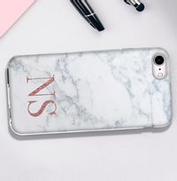 Marble Style iPhone Case - Copper Initials