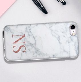 Marble Style iPhone Case - Copper Initials