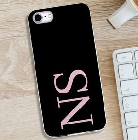 Black iPhone Case with Large Pink Initials