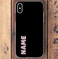Black iPhone Case with Large Pink Name