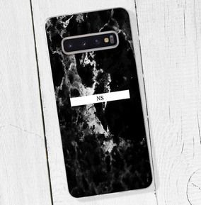 Black Marble and Initials Samsung Phone Case