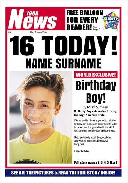 Unusual Unique Cool Sixteen 16 year old Boy Special 16th Birthday Son Card 