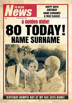 Tap to view Your News - Ye Olde His 80th Birthday Card
