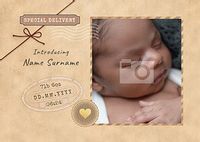 Tap to view Special Delivery Baby Announcement Photo Postcard