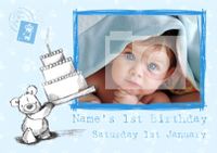 Baby Boy 1st Birthday Party Invite Postcard