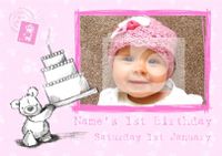 Baby Girl 1st Birthday Party Invite Postcard