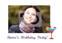 Cocktail Birthday Party Invite Postcard - White Border