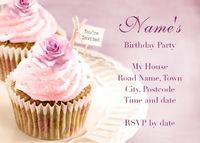 Cupcakes Birthday Party Postcard Invitation