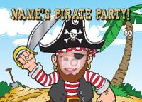 Pirate Kids Party Photo Invitation Postcard - Desert Island
