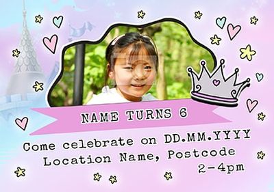 Princess Party Invite Photo Postcard