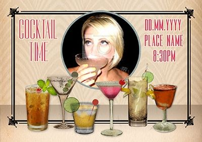 Cocktail Party Invite Photo Postcard